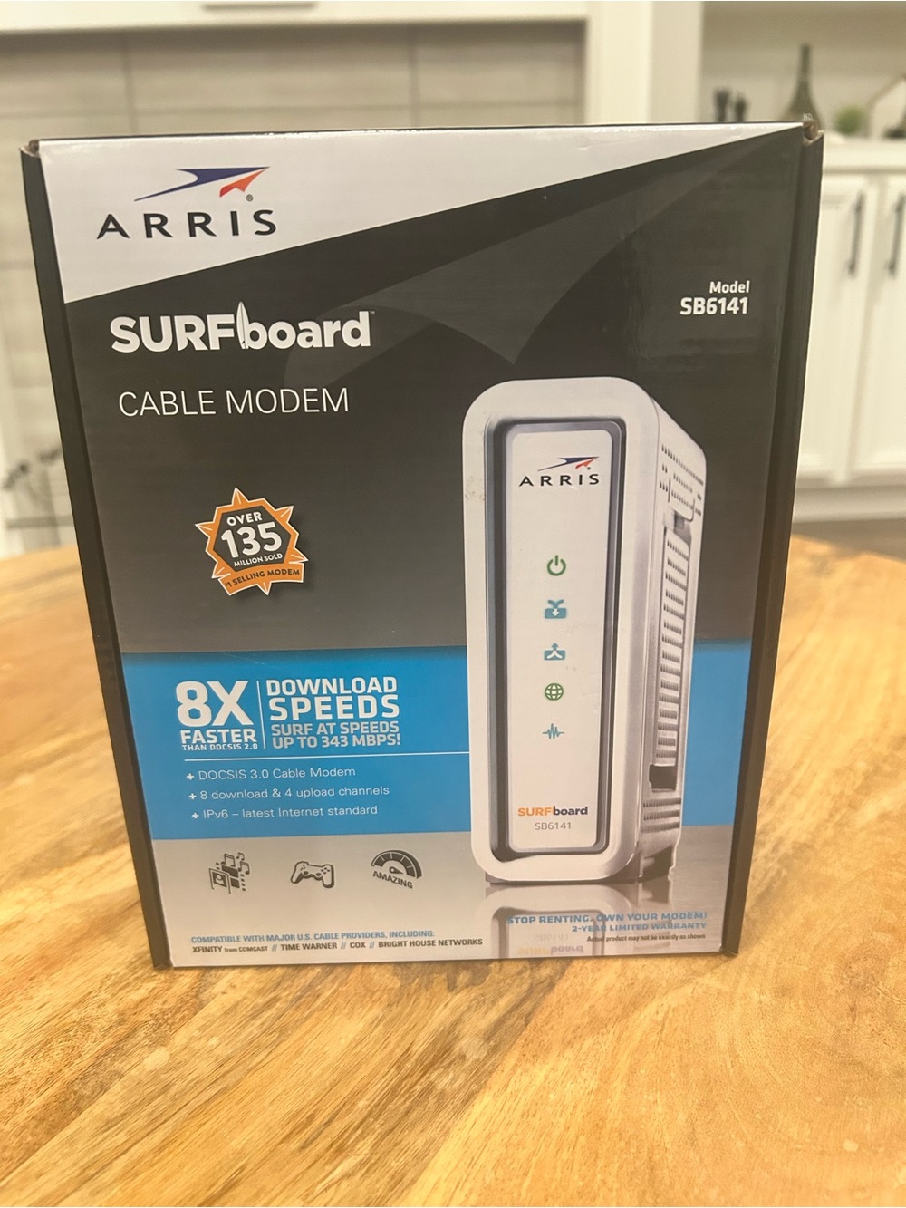 ARRIS SURFboard SB6141 White Cable Modem - DOCSIS 3.0 High-Speed
